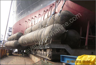 Airbag buoyancy assistance for ship launching